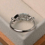 2ct Marquise Cut Aquamarine Solitaire with Cross Accent Ring 14k White Gold Over