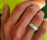 5.5ct Emerald Cut Elegant Diamond Half Eternity Wedding Band 18K White Gold Over