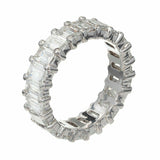 2.9ct Emerald Cut Diamond Wedding Ring Band Full Eternity 14k White Gold Finish