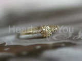 0.5ct Round Cut Moissanite Floral Geometric Engagement Ring 14k Gold Plated