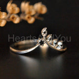 0.2ct Round Cut Moissanite Chevron Leaf Vine Stacking Ring 14K YellowGold Plated