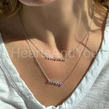 1ct Multi Cut Simulated Diamond Vertical Bar Pendant Chain 14k White Gold Plated