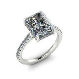 2.5ct Radiant Cut VVS1 D Diamond Solitaire Engagement Ring 14k White Gold Finish
