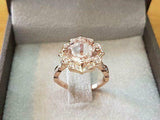 2.5ct Cushion Cut Peach Morganite Solitaire Engagement Ring 14k Rose Gold Finish