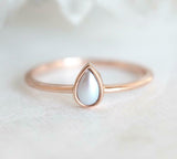 1ct Pearl Bezel Set Women Engagement Ring 14k Rose Gold Finish