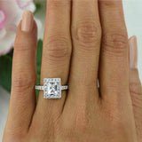 1ct Radiant Cut Diamond Vintage Rectangle Engagement Ring 14k White Gold Finish
