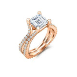 Dual Split Shank Solitaire Ring 2.5ct Asscher Cut Diamond 14k White Gold Finish