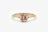 0.9ct Engagement Ring Oval Cut Peach Morganite Solitaire 14k Rose Gold Finish