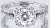 Halo Split Shank Engagement Ring 2.6ct Round Cut Diamond 14k White Gold Finish