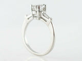 1.3ct Pear Diamond Engagement Ring Baguette Accents Trilogy 14k White Gold Over