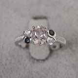 2ct Engagement Ring Oval Cut Peach Morganite Infinity Accent 14k White Gold Over