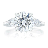 2ct Round Cut Diamond Engagement Ring 14k White Gold Finish Pear Accents Trilogy