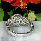 1.58ct Round Diamond Engagement Ring Halo Milgrain Vintage 14k White Gold Finish