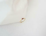 0.2ct Engagement Ring Baguette Cut Red Garnet Minimalist 14k Yellow Gold Finish
