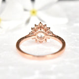 2ct Round Cut Simulated Morganite Cluster Engagement Ring 14K Rose Gold Plated