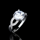 1.6ct Round Cut DVVS1 Diamond Split Shank Engagement Ring 14k White Gold Finish