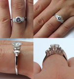 4Ct Round Cut Diamond Marquise Accent Trilogy Solitaire Ring 18K White Gold Over