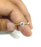 0.3ct Round Moissanite 4 Prong Solitaire Engagement Ring 14k Yellow Gold Plated