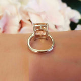 1.5ct Asscher Cut Peach Morganite Engagement Ring 14k White Gold Over Solitaire