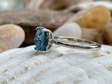 2.6ct Engagement Ring Cushion Cut Blue Sapphire Solitaire 14k White Gold Finish