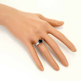 2ct Round Cut Blue Sapphire Engagement Ring Diamond Accents 14k White Gold Over