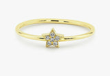 0.5ct Engagement Ring Round Diamond Star Shaped Minimalist 14k Yellow Gold Over
