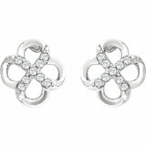 0.5ct Round Cut Diamond Clover Infinity Stud Earring Women 14k White Gold Finish
