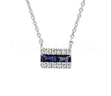 0.5ct Baguette Cut Simulated Blue Sapphire Stylish Pendant 14k White Gold Plated