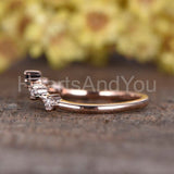 0.2ct Round Simulated Black Diamond Curved Wedding Band 14k Rose Gold Plated