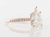 2.4ct Pear Cut Diamond Engagement Ring Accents with Solitaire 14k Rose Gold Over