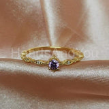 0.5ct Round Cut Simulated Amethyst Minimal Engagement Ring 14k White Gold Plated