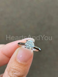 0.3ct Round Cut Moissanite Hidden Halo Engagement Ring 14k White Gold Plated