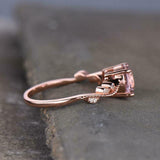 1ct Engagement Ring Round Cut Diamond Solitaire with Accents 14k RoseGold Finish