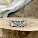 2.2ct Round Cut Moissanite Eternity Stackable Wedding Band 14k White Gold Plated