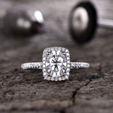 2.2ct Engagement Ring Oval Cut Diamond Accents Halo Design 14k White Gold Finish