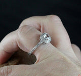 1.5ct Round Cut VVS1D Diamond Engagement Ring Milgrain Halo 14k WhiteGold Finish