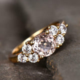 2ct Round Cut Morganite Petite Round Accents Solitaire Ring 14k Yellow Gold Over