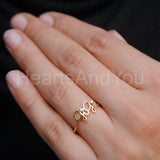0.1ct Round Cut Moissanite Custom Name Engagement Ring 14K Yellow Gold Plated