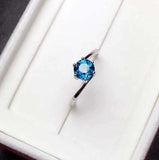 0.4ct Engagement Ring Round Cut London Blue Topaz Solitaire 14k White Gold Over