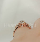 2.2ct Oval Simulated Diamond Cluster Crown Bridal Ring Set 14k Rose Gold Plated