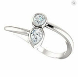 1Ct Pear Round Cut Diamond Two Stone Bypass Engagement Ring 14K White Gold Over