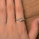 1ct Round Cut Morganite Solitaire with Round Accent Ring 14k White Gold Finish