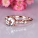 1.6ct Round Cut Peach Morganite Engagement Ring Diamond Accent 14k RoseGold Over