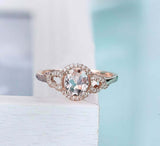 2ct Engagement Ring Oval Cut Peach Morganite Stylish Halo 14k Rose Gold Finish