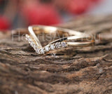 0.3ct Round Cut Moissanite Curved Stackable Wedding Band 14k Yellow Gold Plated