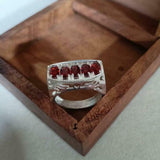 3ct Engagement Ring Oval Cut Red Garnet Filigree Cocktail 14k White Gold Finish