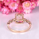 1.5ct Emerald Cut Peach Morganite Engagement Ring Bezel Set 14k Rose Gold Finish