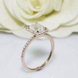 2ct Emerald Diamond Engagement Ring Halo Solitaire with Accent 14k RoseGold Over