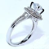 5Ct Round Cut Diamond Dual Halo Split Shank Solitaire Ring 14K White Gold Finish