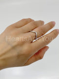 0.2ct Round Cut Moissanite Stackable Curved Wedding Band 14k White Gold Plated